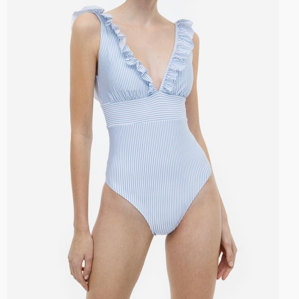 NWT H&M Swim with stripes and ruffles